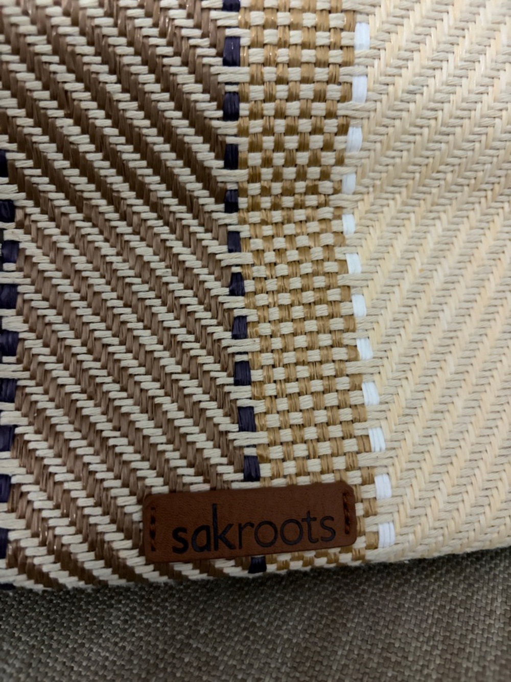 Sakroots Roma Shopper Bag ~ Straw Tobacco Batik Woven Pattern - Picture 3 of 9